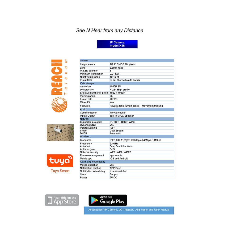 กล้องวรจรปิด  REACH รุ่น X16  แบบ WIFI ภายนอก